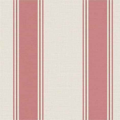 Papel pintado con rayas Profhome 399831 papel pintado vinílico estampado en caliente tejido non tejido ligeramente texturado de estilo tradicional mate crema rojo pardo rojo 5,33 m2 (1/5)