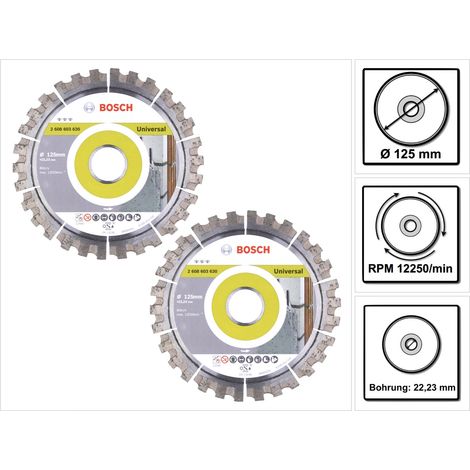Bosch Best for Universal Disco da taglio diamantato 125 x 22,23 mm, 2 pz. (2x 2608603630)
