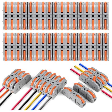 Connecteur Electrique A Levier - 34 Pièces - Bornes 1 Fil 2 Entrées - Compatible Câble Électrique Standard - PA Ignifuge (1/5)