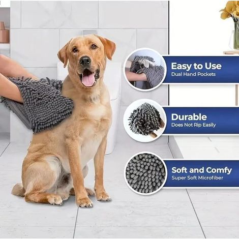 Serviettes en microfibre pour chien pour sécher les chiens, serviette chenille pour animaux de compagnie, serviette en microfibre pour animaux de compagnie, séchage rapide (1/4)