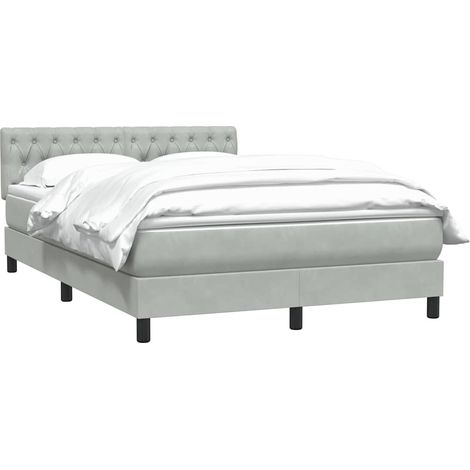 Sommier à lattes de lit et matelas gris clair 160x210cm velours vidaXL