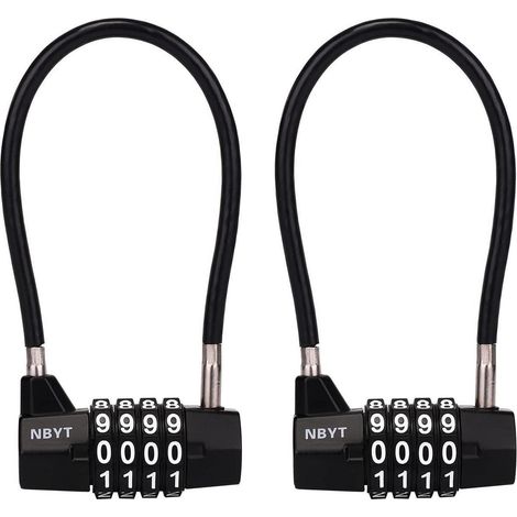 Cadenas à combinaison câble d'acier 5mm 18cm lot de 2 pour casiers & armoires