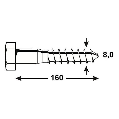 Connex KL3148160 Vis a bois 6 pans galvanises 1000 g 8 x 160 mm