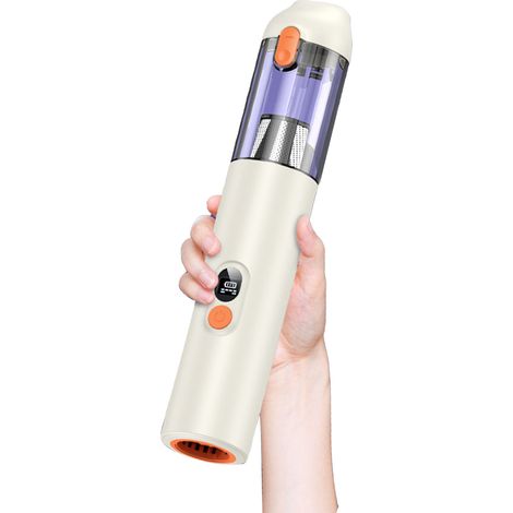 Aspirateur auto sans fil portable 4 en 1 rechargeable 14000 Pa aspiration puissante moteur sans balais 60000 tr/min pour maison animal bureau nettoyage soufflage blanc (1/4)