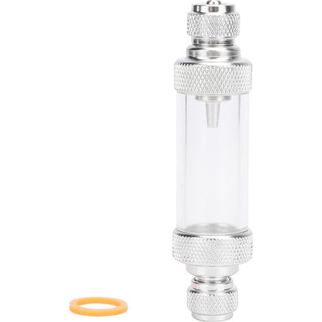 Accessoire de compteur de bulles sans retour de plante d'eau de CO2 en métal pour outil d'aquarium de poissons argent(compteur de bulles à double tête) (1/5)