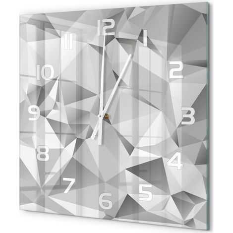 Grande Horloge Murale Carrée Originale Verre Trempé Décoration Maison Moderne Abstraction 3D 60x60 cm (1/5)