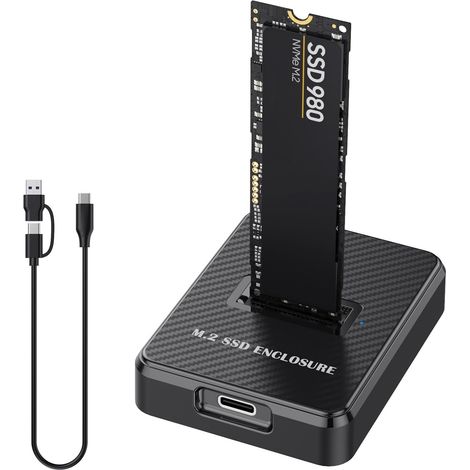 M.2 NVMe & SATA SSD Station d'accueil USB 3.1 Gen2,10 Gbps NVMe Adaptateur USB pour clé M-Key/B+M Key, NVMe Dock et adaptateur SATA, station d'accueil USB NVMe haute vitesse pour SSD 2230/2242/2260 (1/5)