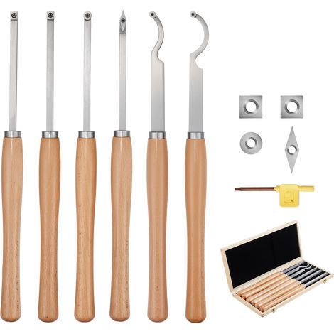 VEVOR Set di Utensili per Tornitura per Legno 6 pezzi, Set di Scalpelli per Tornio Utensili per Sgrossatura Finitura, Set di Strumenti per Tornitura Lavorazione del Legno Fai da te (1/5)