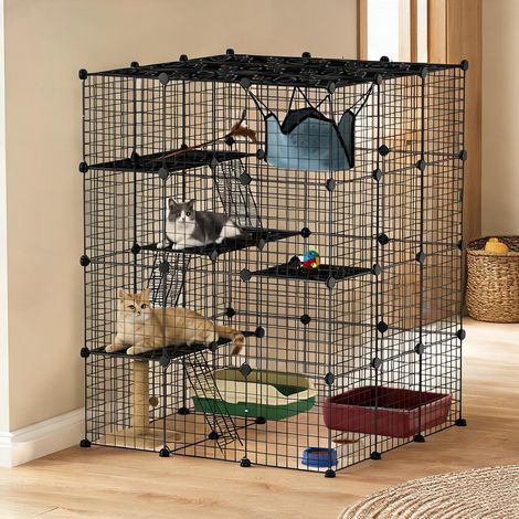 Maison pour chat schwarz en stahl Kunststoff 105 x 105 x 140 cm (1/5)