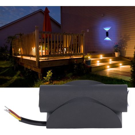 Applique murale en aluminium à LED bleue 2W, éclairage par le haut et par le bas, lampe décorative extérieure étanche pour cour, clôture, escalier ou couloir. (1/5)