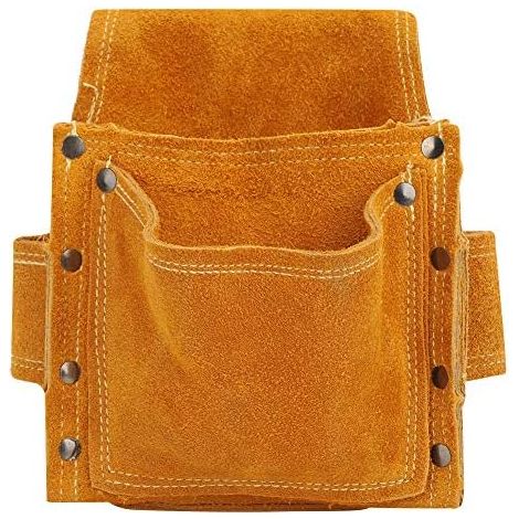 Lntyq Pochette à outils multifonctionnelle, sac à outils de ceinture, sac à outils épais, sac banane, matériel en cuir de vache durable, rangement d'outils