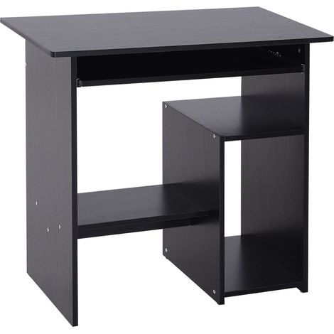 Scrivania Moderna Porta PC e Ripiano Tastiera Estraibile 80x45x75 cm Nero (1/5)