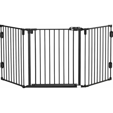 Barrière pour chien avec porte automatique, réglable, pliable, 3 panneaux, 202,5 x 76 cm (1/5)