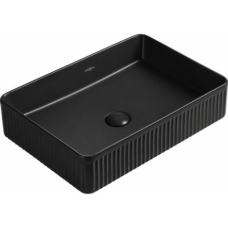 Mexen Grovo lavello da appoggio scanalato 50 x 34 cm, nero opaco - 22305085 (1/2)