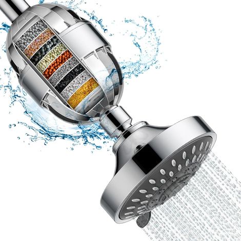 Shower Filter, 21 Steps Anti-Limescale Shower Filter with Vitamin C, Shower Water Softener, Removable Shower Head with Cartridge, Shower Filter to Remove Chlorine, Metals (1/5)