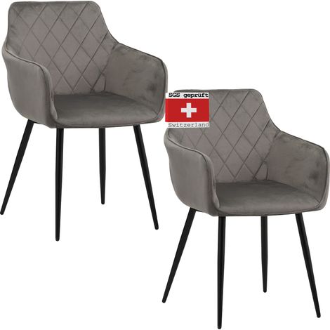 ALBATROS Esszimmerstühle 2er Set SALO, Grau - Modern und Stilvoll, bequemer Polsterstuhl - Eleganter Küchenstuhl, Stuhl Esszimmer oder Esstisch Stuhl im Retro-Look (1/5)