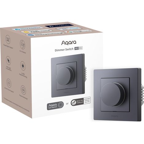 Aqara dimmer switch h2 eu gris  regulador de luz con perilla  thread, zigbee (1/2)