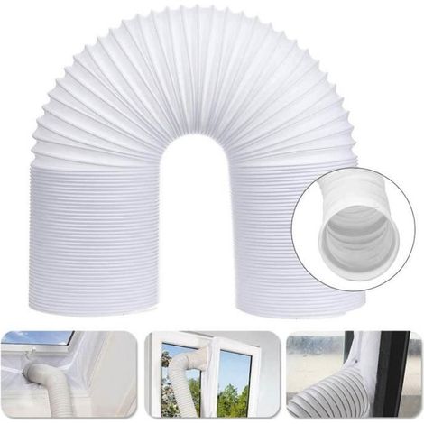 Tuyau d’aération - PP - Flexible - 13 cm de diamètre - Blanc - Pour climatiseur portable (1/4)
