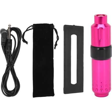 Machine à tatouer rotative haute vitesse, stylo tatouage puissant à cartouche intégrée, torsion élevée, cordon RCA, rouge rose, usage professionnel (1/5)
