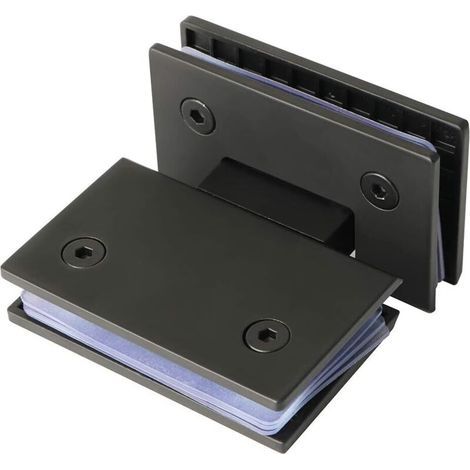 Scharnier für Glasduschtüren, 180°-Klappverbinder, Klemme für Badezimmerschranktüren, anpassbar von 8 bis 12 mm, Edelstahl mattschwarz (1/4)