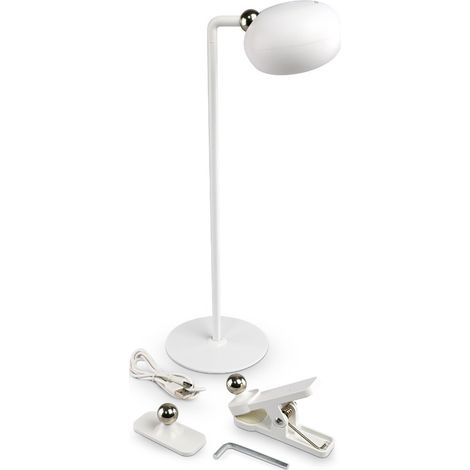 Lámpara de escritorio universal o lámpara recargable con clip de 3W 300lm, color blanco, Videx. (1/5)