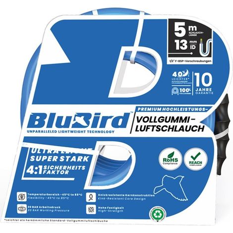 RIEGLER Werkstattschlauch-Set BluBird Innen-Ø 13 mm Außen-Ø 20 mmLänge 5 m Sicherheitskupplung G1/2 ″ (1/2)