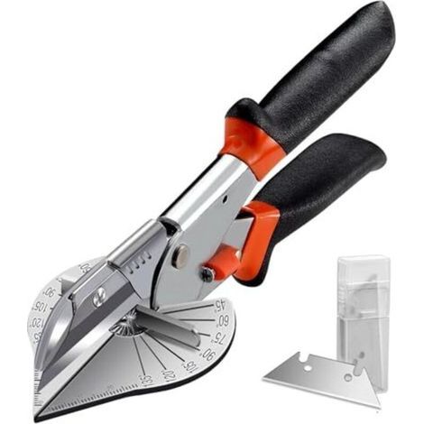 Cisaille à onglets multi-angles, outil de coupe de 45 à 135 degrés, cisaille multifonctionnelle pour goulottes de câbles en PVC, bois et plastique, avec 2 lames de rechange. (1/5)