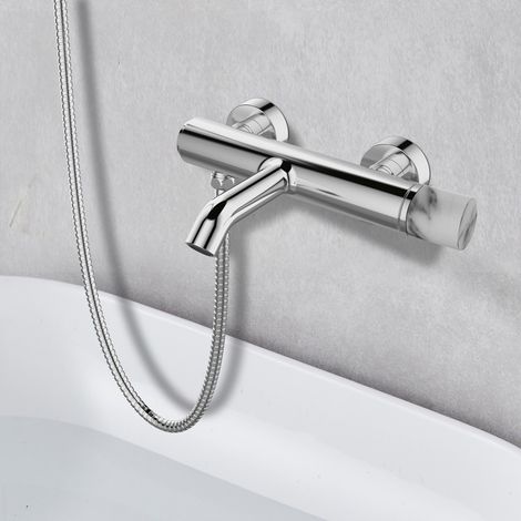 Miscelatore vasca finitura cromo con dettaglio in marmo bianco MARMO-BIANCO kamalu