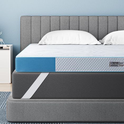 Surmatelas en gel 90 x 200 cm, hauteur 10 cm, surmatelas en mousse gel, H3 et H4 en noyau de mousse froide, pour lit, lit à sommier tapissier, canapé-lit, caravane (1/5)
