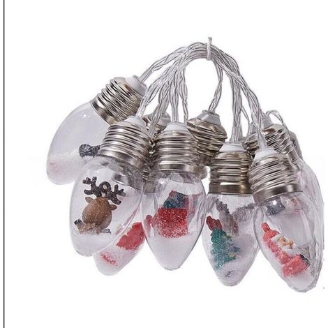 Weihnachtslichterkette, Schneekugel, 3 Meter, 20 dekorative LEDs mit Weihnachtsfiguren