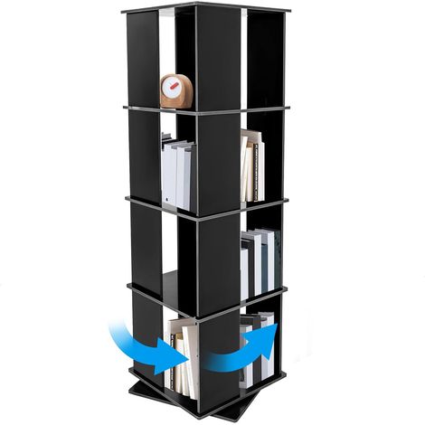 Libreria girevole a 4 ripiani, libreria girevole a 360°, scarpiera girevole per bambini e adulti, 40 x 40 x 127 cm, nero (1/5)