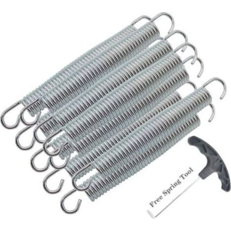Pack di 10 molle del trampolino di metallo galvanizzato anti-ruggine e resistente + 1 strumento a molla/lunghezza 16,5 cm (1/5)