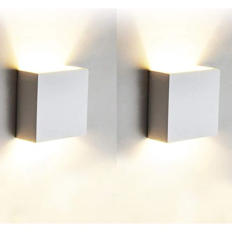 Juego de 2 apliques de pared, aluminio, LED de 7W, blanco cálido 3000K, para sala de estar, dormitorio o pasillo. (1/5)
