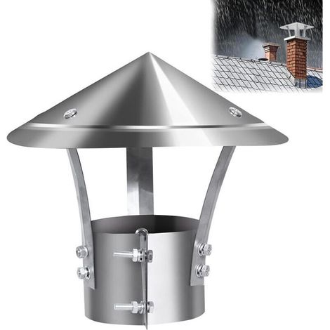 Chapeau De Cheminée Pare Pluie INOX Pour Conduit De Fumée, Anti-Pluie Et Neige, Fumisterie Poele Exterieur Tubage, Diameter 120mm