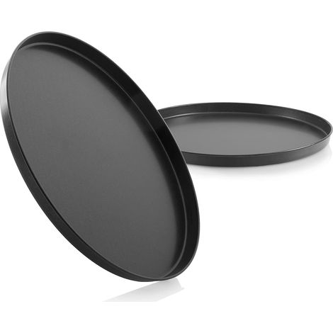 Plaque de cuisson à pizza ronde - Ensemble de 2 moules - 10,5 pouces - Antiadhésif - pour four