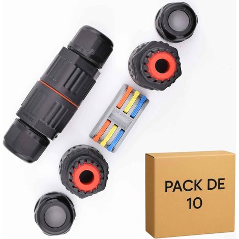 10 Connecteurs rapides étanches IP68 à levier 3 circuits - 200/3-3P - bague câble 6-8 mm