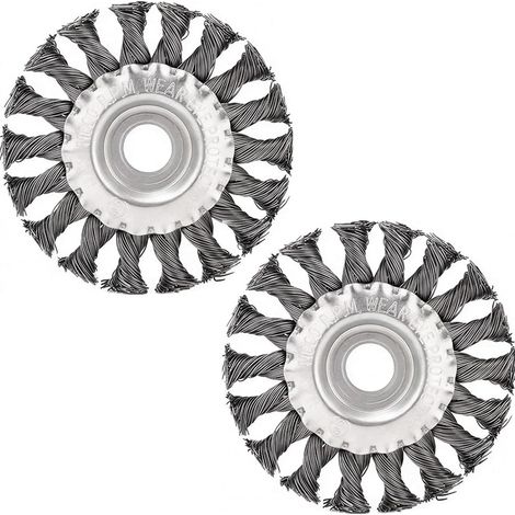 2 x Round Wire Brush Grinder Ø125 x 22 mm Steel Wire Brush for Angle Grinder for Brushcutter, for Polishing and Removing Rust, Weeds, Garden (1/5)