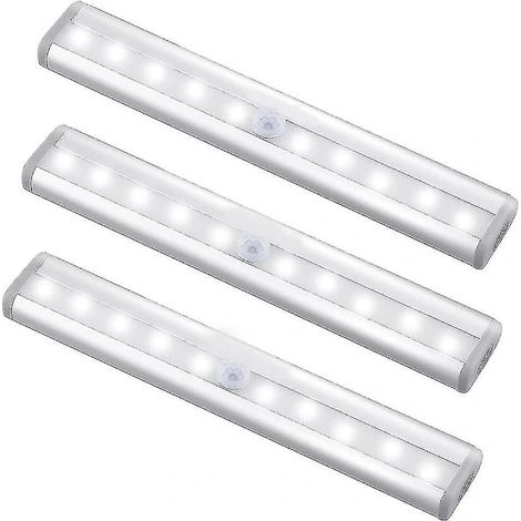 Lot de 3 lampes LED rechargeables USB améliorées avec détecteur de mouvement magnétique et 10 LED (1/3)