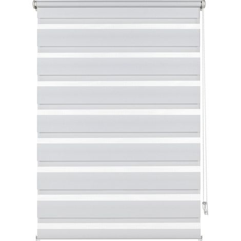 Deco Company, Tapparella a doppio rullo avvolgibile, Design a strisce trasparenti e opache, Kit montaggio incluso, Bianco, 80 x 150 (LxA), tessuto, 80 x 150 cm