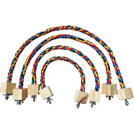 Lot de 4 jouets en corde de coton colorée pour perroquets, jouets d'escalade élastiques, harnais robuste pour balançoire d'oiseau, support pour balançoire de cage, B (1/5)