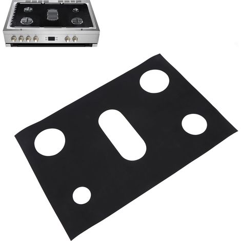 Schutzmatte für Gasherde, schwarz, 0,3 mm dick, 62 x 41,5 cm, fleckenabweisend, aus Teflon, leicht zu reinigen und ölbeständig. (1/5)