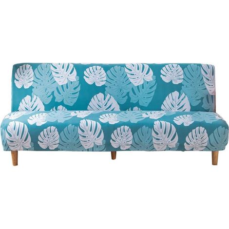 Printed stretch sofa cover for futon, close-fitting, protective furniture cover, made of stretchy polyester and elastane, washable, armless, foldable sofa cover, washable (1/5)
