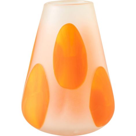 Photophore en verre orange à pois - orange foncé et transparent (1/2)