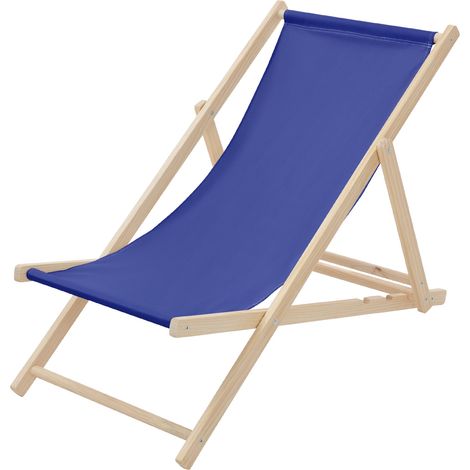 ECD Germany Liegestuhl klappbar, Blau, aus Holz, verstellbare Rückenlehne, 3 Liegepositionen, bis 120 kg, Sonnenliege Gartenliege Strandliege Strandstuhl Holzklappstuhl, für Garten, Balkon & Strand