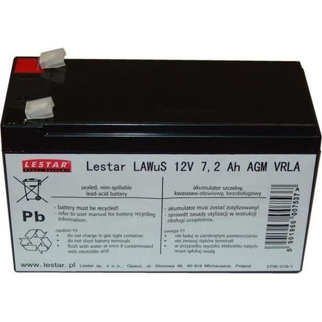 LAWSUPS DE LA BATTERIE RECHARGEABLE 12V 7,2AH AGM VRLA LESTAR AKUM. LAWUS 12V 7,2AH AGM VRLA