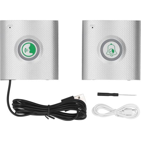 Sonnette sans fil avec interphone bidirectionnel intérieur/extérieur argent, pour maison, hôpital, bureau, système de sécurité. (1/5)