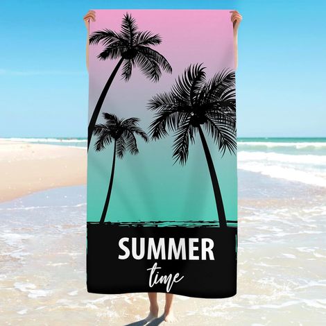Serviette de plage au style minimaliste tropical — en microfibre légère et grand format, à séchage rapide et anti-sable idéale pour la plage, la piscine, les voyages et les vacances dimensions : 160 (1/5)