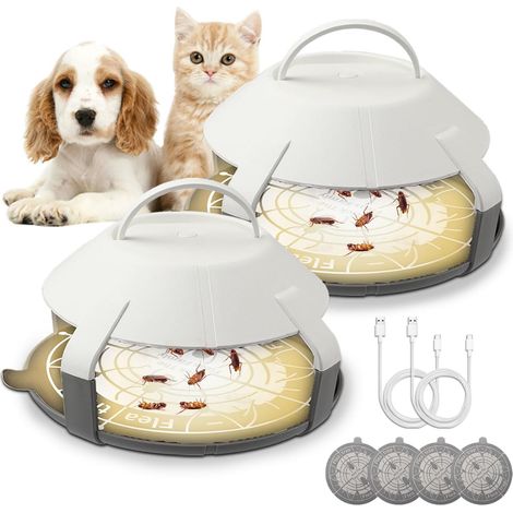 Piège à Puces, 2 Pack Capture Aux Puces, Piège à Lampe à Puces - Adapté Aux Enfants Et Aux Animaux Domestiques, Livré avec 4 Autocollants, 2 Câbles De Données, Adapté Aux Chambres, Salons Et Cuisines (1/5)