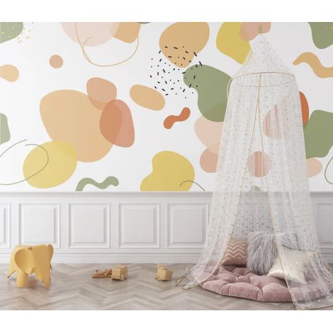Papier peint art deco formes abstraites aux teintes douces 1 - 150 x 250 cm (1/2)