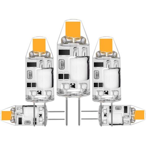 5 Pack 2W G4 LED Light Bulbs, Replaces 20W Halogen Bulbs, 3000K Warm White, 200lm, 12V AC/DC G4, No Flicker, Dimmable [Energy Class F] (1/5)